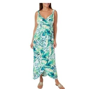 Maxi Dress Sleeveless Women Green Paisley